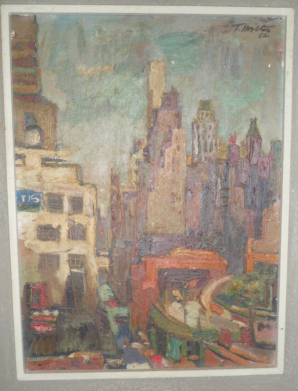 Mid-Century,1952 New York Oil Painting,Fridrichs Milts Original,18 X 24,Framed gallery