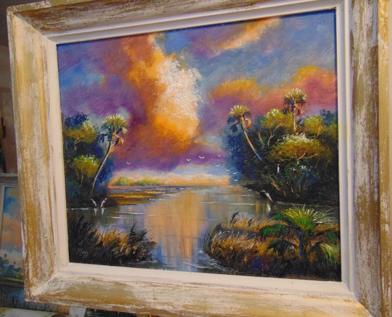 OIL PAINTING FLORIDA art CABBAGE PALMS 20 x 24 Original MAZZ Highwaymen Legacy gallery