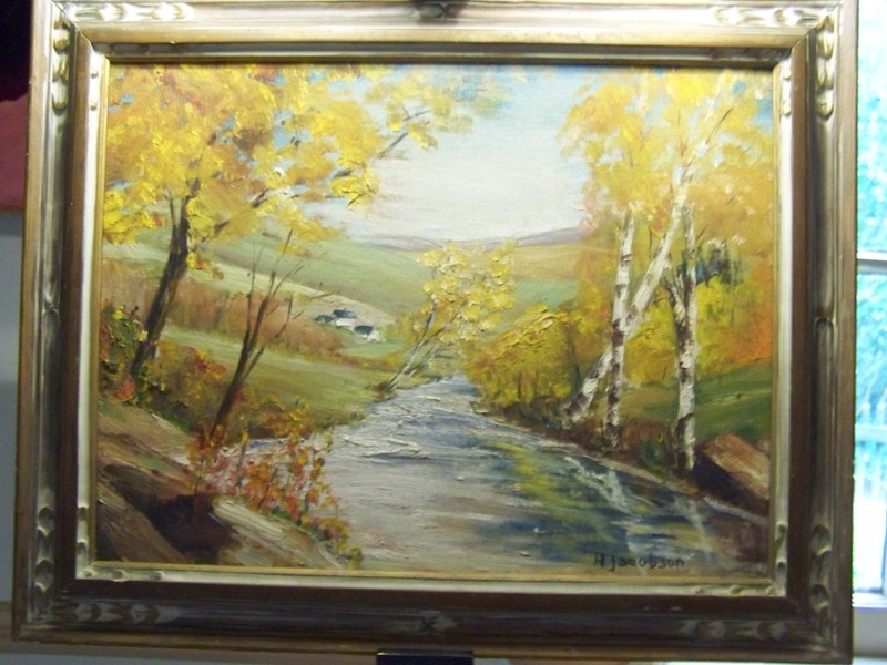 NEW ENGLAND LANDSCAPE RURAL SCENE OIL ON CANVAS BOARD PAINTING ORIGINAL WORK