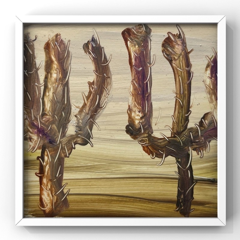 Desert Cactus Oil Painting Nevada Entryway Modern Southwest Decor