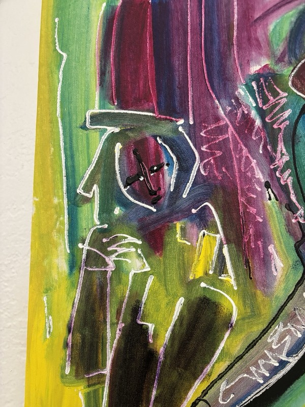 Neith Nevelson Signed Original 1996 Abstract Expressionist Portrait Canvas . gallery