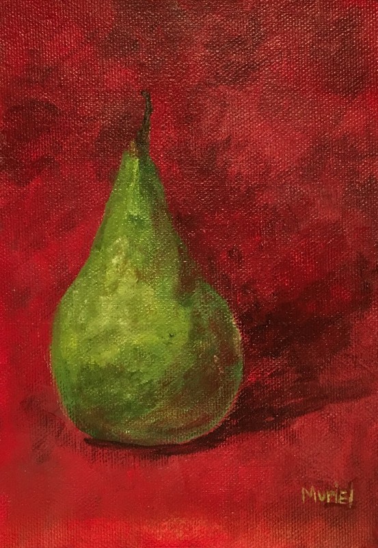 ACEO Acrylic Painting PRINT Pear Still Life Miniature 2 1/2 x 3 1/2 in
