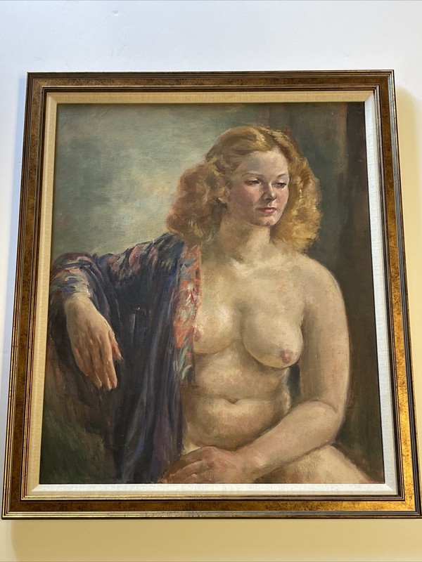 ANTIQUE PAINTING JULES RAUSCHERT WPA AMERICAN MASTER PORTRAIT WOMAN New York