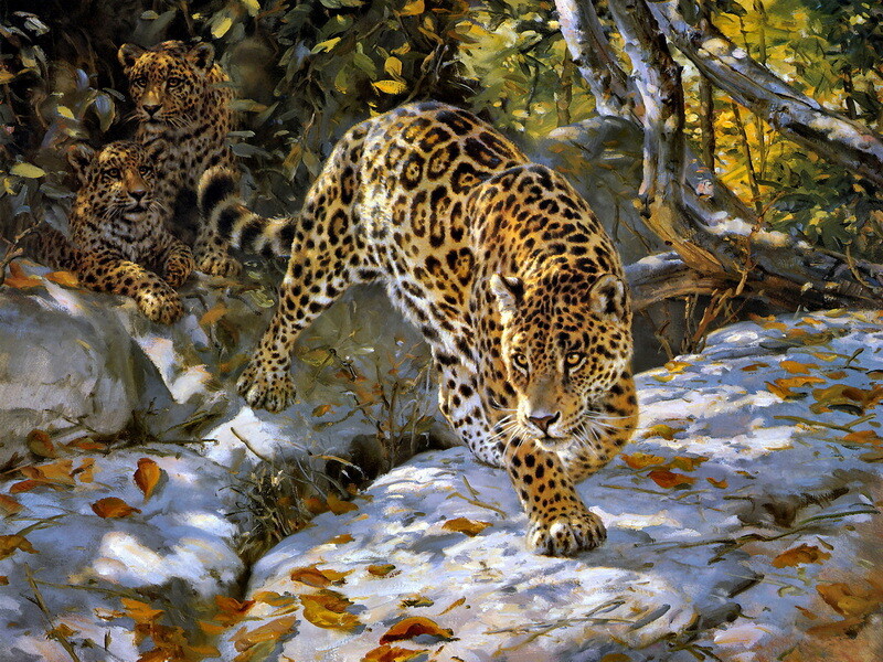 Leopard in the Forest Art Giclee Printed Oil Painting Print
