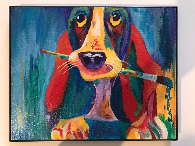 Acrylic Painting 8/10” On Board. Framed Painting By Me Inspired By Ginger Cook