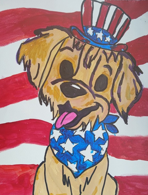 Abstract/Expressionism 11x14 Patriotic Pup Colorful Street Art Painting gallery