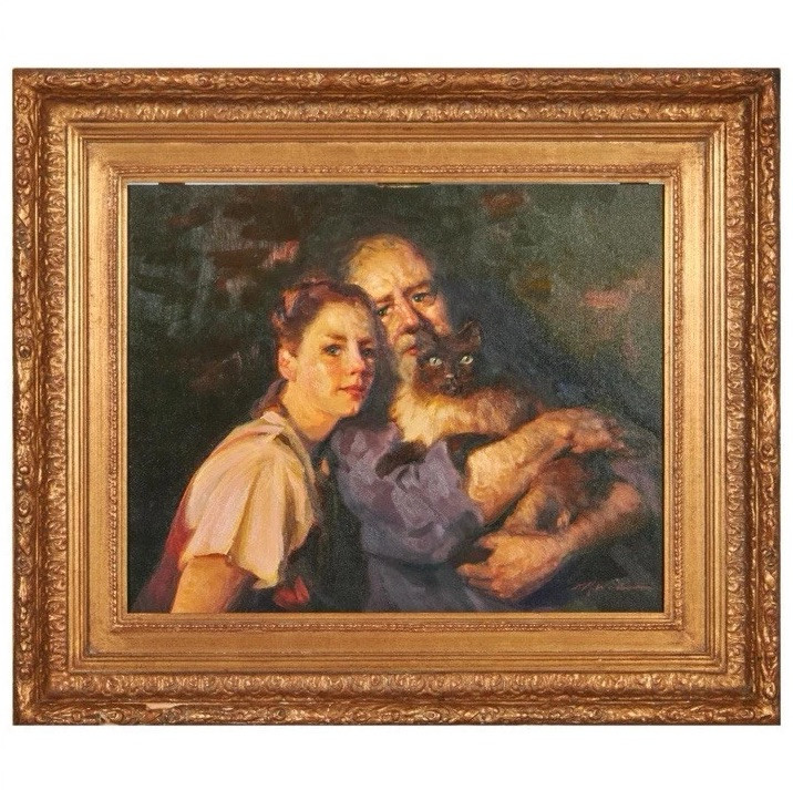Frederic Michael Wood Oil On Canvas Board Trilogy Painting ≈20”x16” Framed