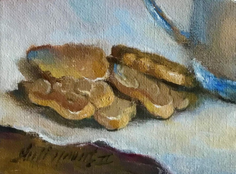 Santa Claus Milk and Cookies 8x10 in. Oil on stretched canvas by Hall Groat II gallery