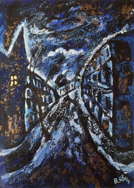 Winter Scene | Mixed Media on Cardboard | Painting