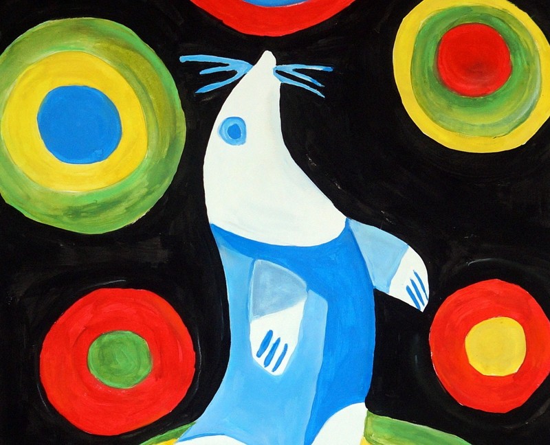 KAREL APPEL / Real Awesome Acrylic on Paper, Art Painting Hand Signed. gallery