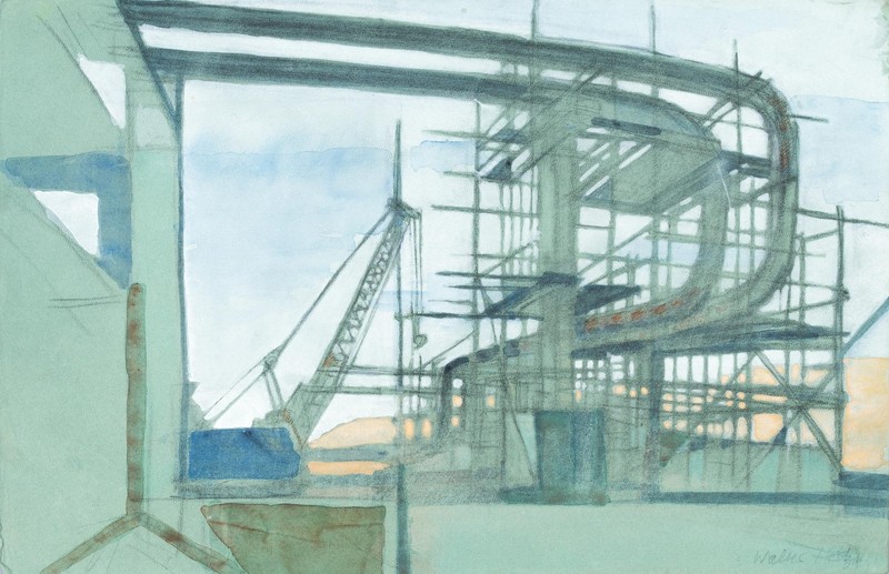 Walter Hertzsch – pipelines – mixed media on paper – o.J.