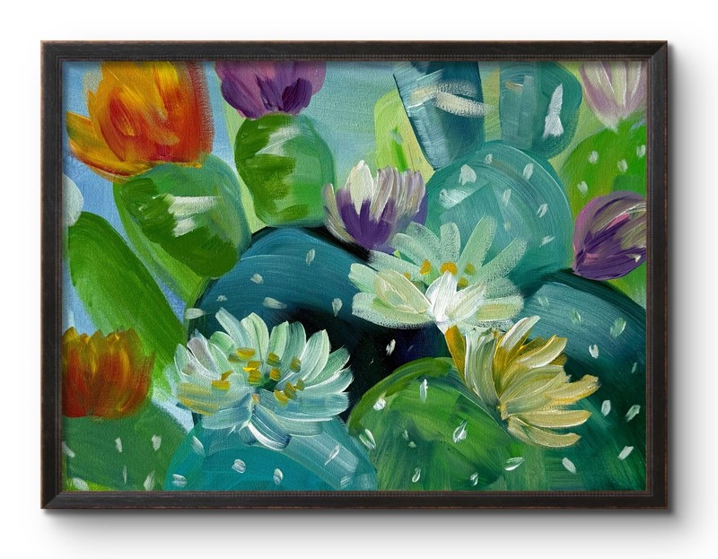 AFTERNOON CACTUS GARDEN 12X16 ABSTRACT ORIGINAL ART MODERN HOME