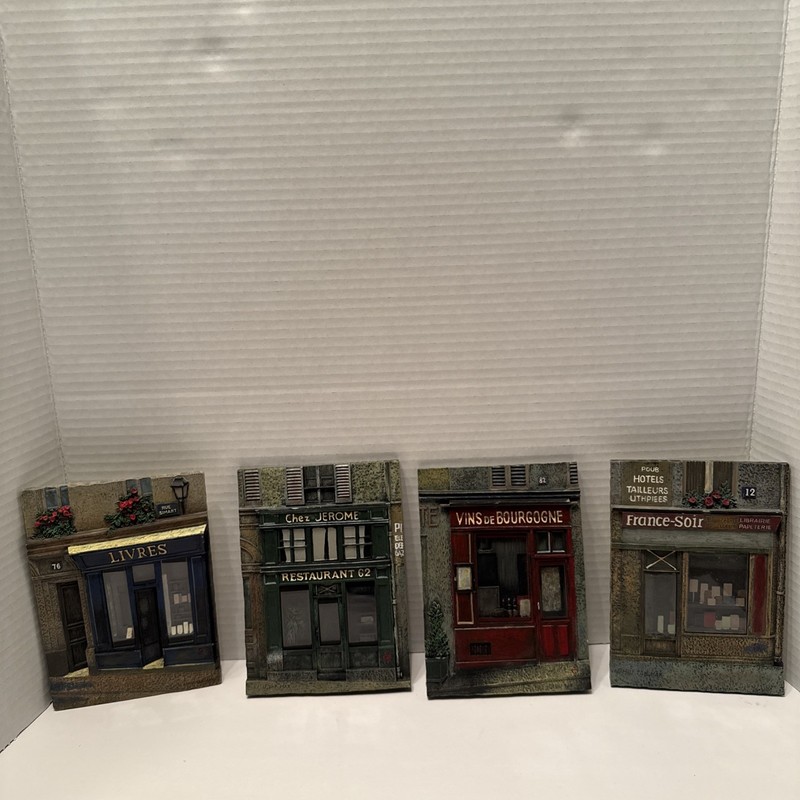 (4) French Storefront Door & Paris Store Front Art Ceramic Delightful Wall Art