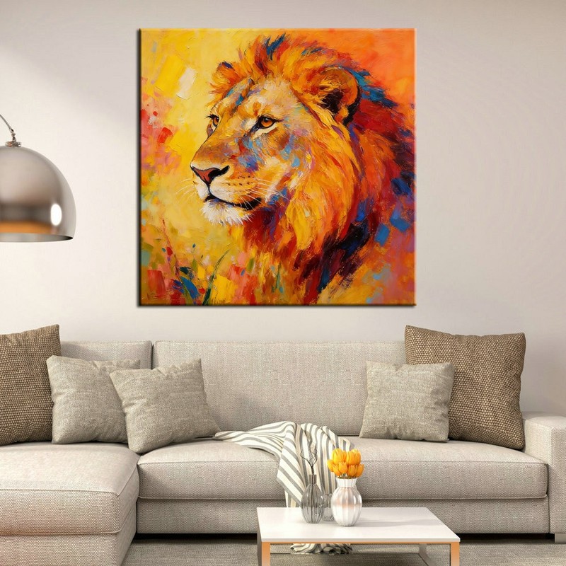 Colourful Abstract Animal Lion Wall Art Home Decor Handpainted Oil Painting gallery