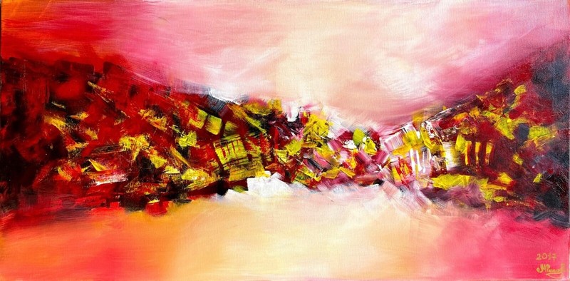 Acrylic painting on Canvas by original Artist, 31×15 in, Mountains Energy