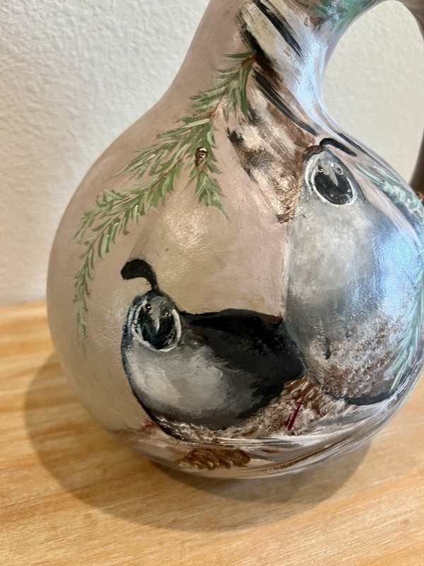 Painted Gourd Quail Art Artist Signed By Dee, Medium Size gallery