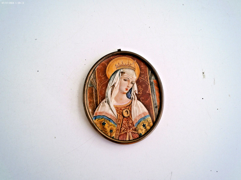 Miniature Painting by Zia Ninetta Gelli of Madonna’s Face (1953), Firenze, Italy