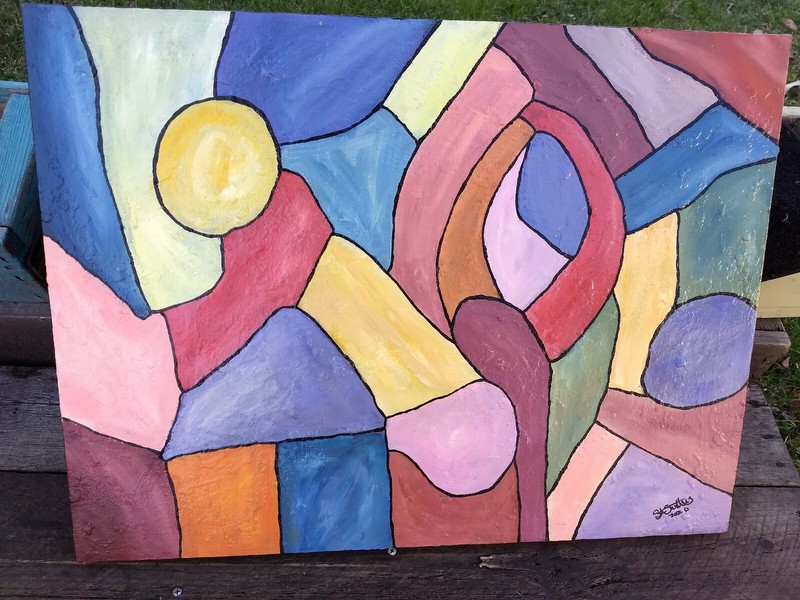 Original artwork Acrylic Painting, Wrapped Canvas Abstract 24"x 18",Outsider Art gallery