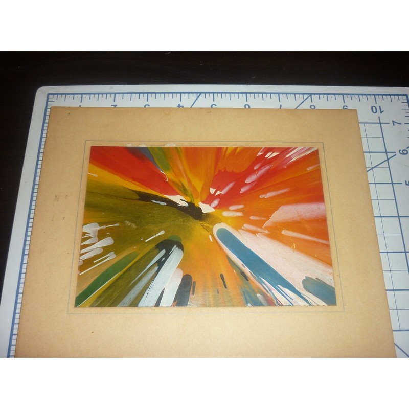 Vintage 1970s Spin Art Painting Psychedelic Carnival Outsider Abstract Art Mat gallery