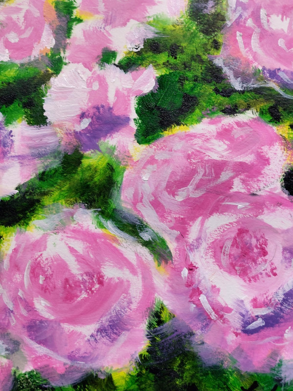 LOVELESS - "PINK & YELLOW ROSES" 11 x 14 acrylic on paper living room decor COA gallery