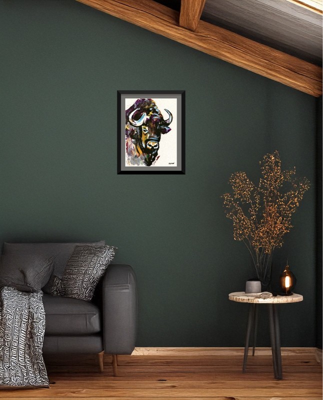Atherton 11x14 Original Abstract Bison Acrylic Painting "Big Buffalo 4" signed gallery