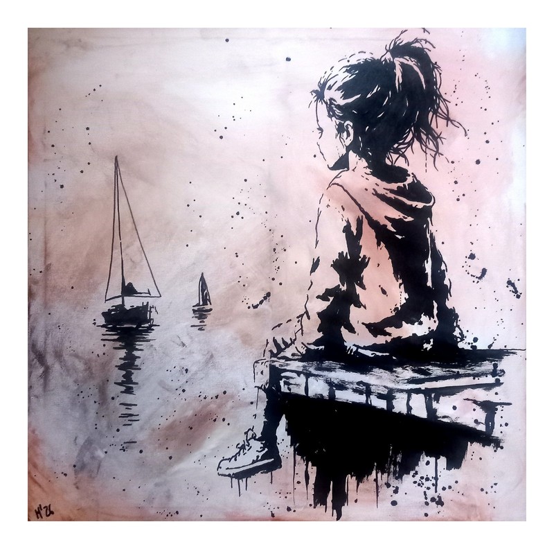 Original street art painting urban canvas picture Banksy style unique wall art