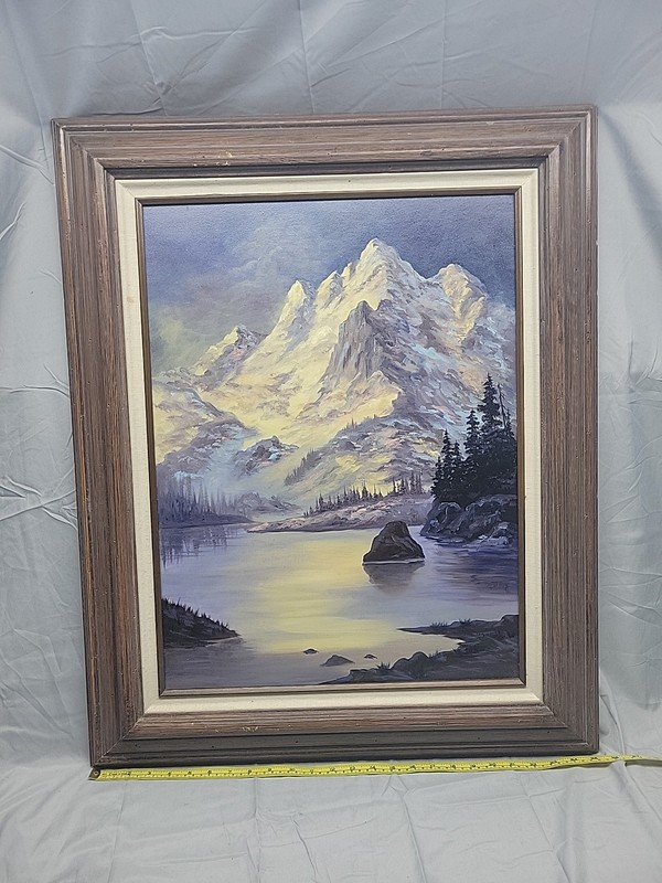 Original Painting Colorado Mountians Vintage Framed 18×24 Lois Schlegel 60S