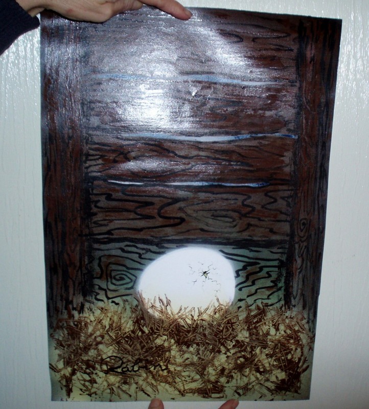 VINTAGE TEMPERA HATCHING EGG PAINTING SIGNED BY ARTIST FARM COUNTRY CHICKENS