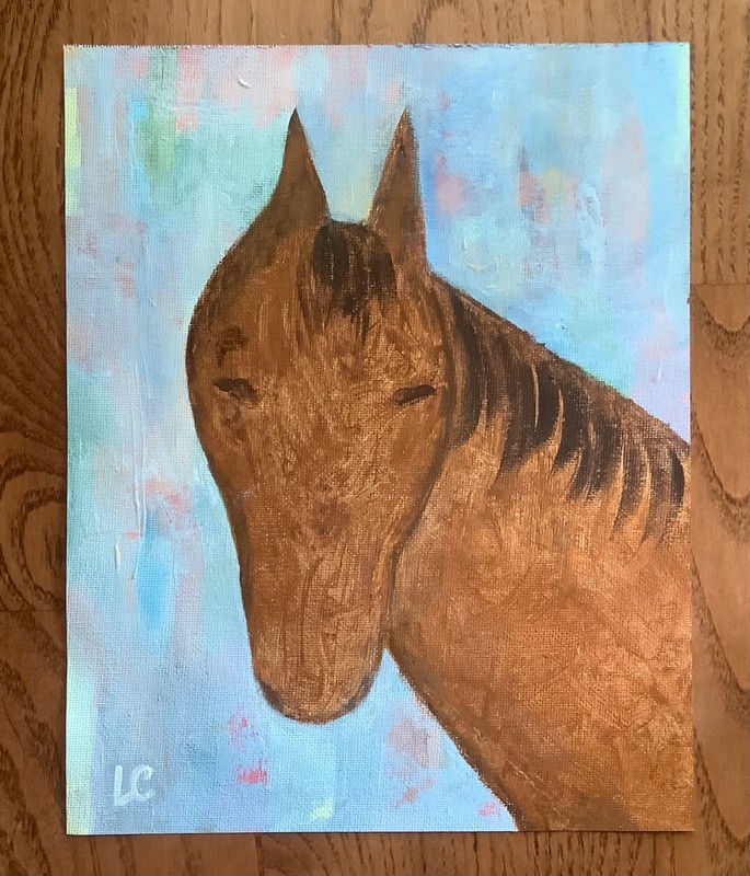 Original Horse 8 x 10″ Modern Art Acrylic Painting Brown-Multi on Canvas Paper