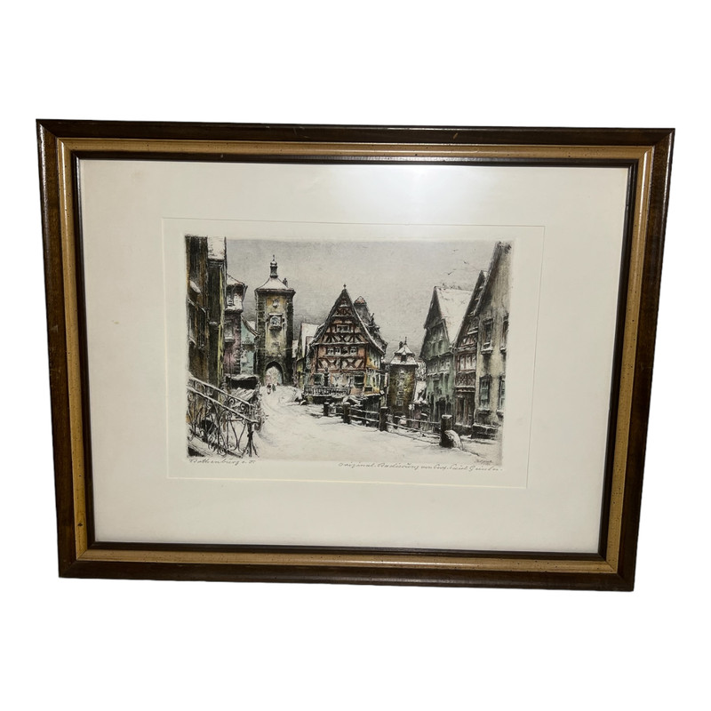 Antique Early 20th Century Rottenberg German Town Paul Geissler
