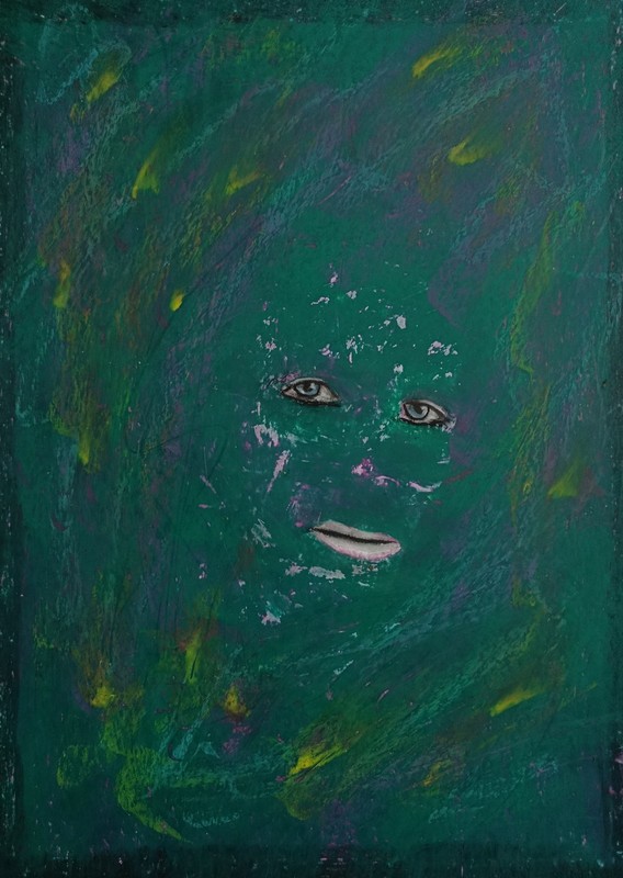 Portrait – Abstract Modern Art – Oil Chalk A4 Paper – Modern Art