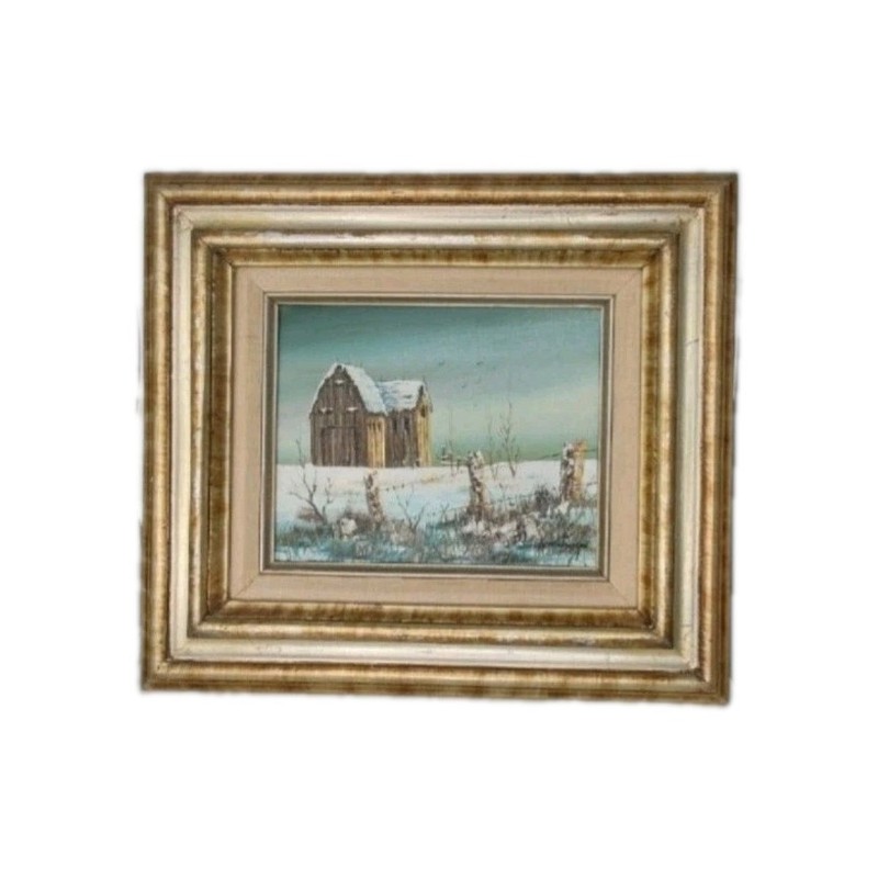 Original Oil Painting, Barnscape, By Everett Woodson