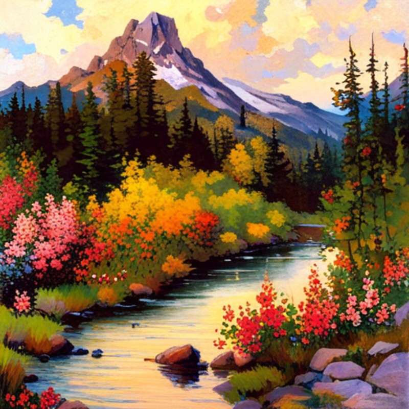 8×10 Landscape Painting “Peaceful Retreat” Idyllic Nature Scene By Sibley