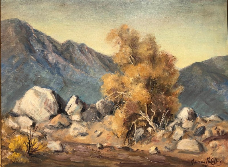 Beatrix Maurine McCulley Signed California Desert Landscape Oil Painting 24×18