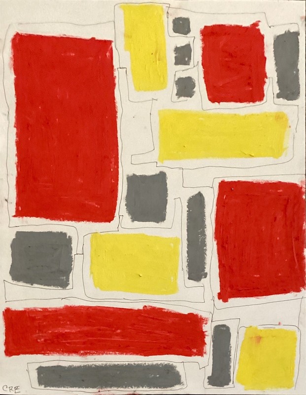 Original Geometric Red Yellow Abstract Bright Cute Modern Pop Art 11x14 on Paper gallery