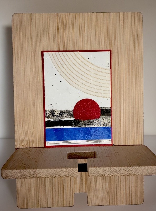 Original ACEO Abstract Collage Red Horizons No. 2 Mixed Media OOAK Art gallery