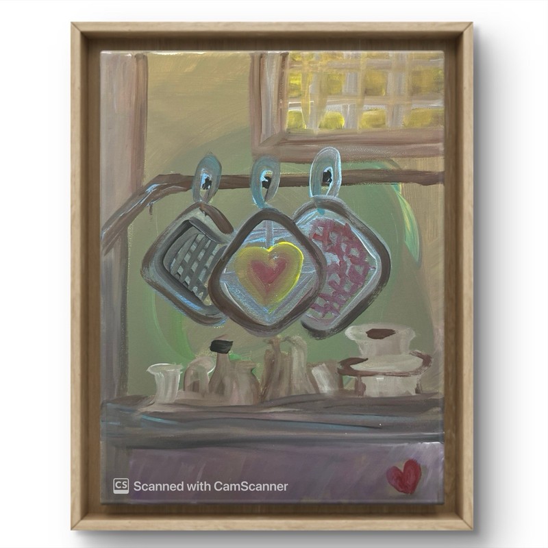 BLESSED#900 Potholder Kitchen Heart 14×11 Original Canvas Abstract Acrylic