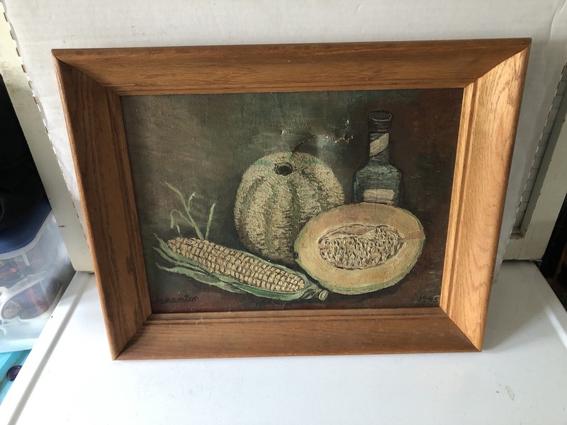 Vintage Oil Painting Still Life Vegetables Iskantor Israel Kantor in Oak Frame