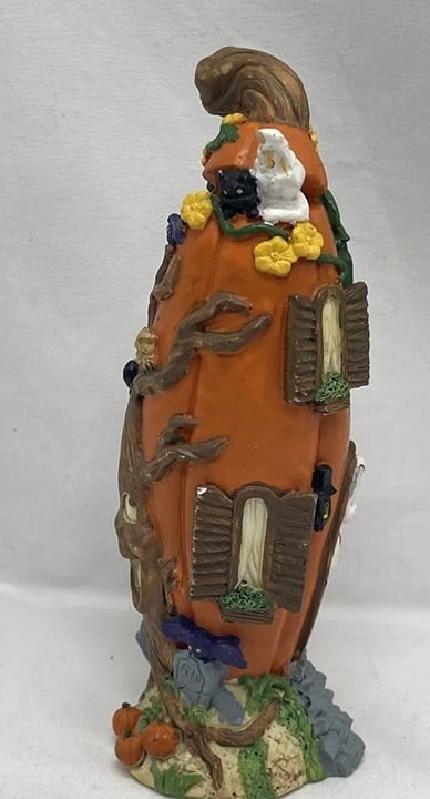 Pumpkin House Halloween Jack O Lantern Village Witch Black Cat Figure