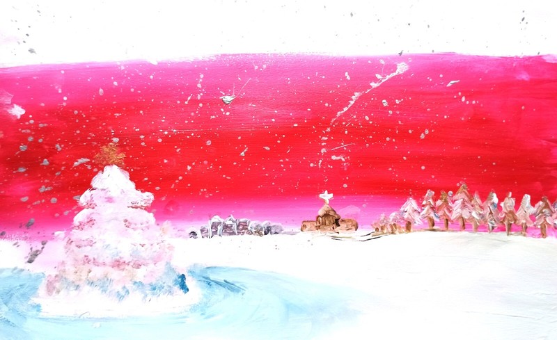 Dreaming of a White Christmas Acrylic Original – 8.5″ x 14″