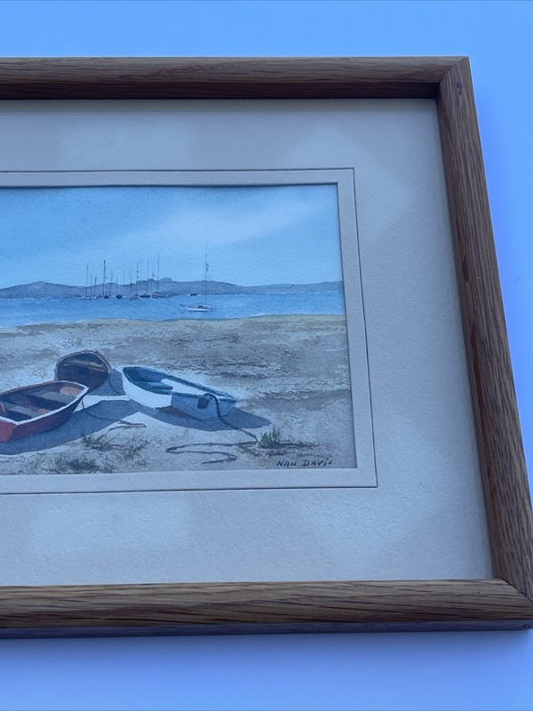 NAN DAVIS PAINTING SMALL GEM CALIFORNIA COASTAL PLEIN AIR LANDSCAPE BOATS BEACH gallery