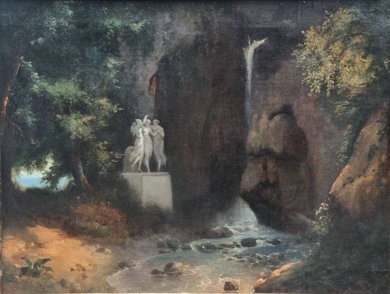 French Neo-Classical Historical Landscape Painting, Three Graces, 19th
