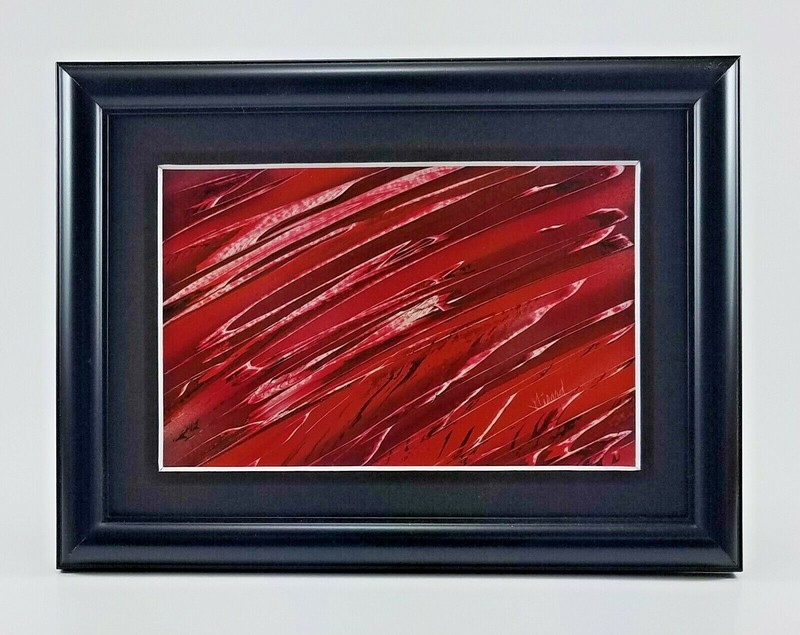 Original Framed Painting with mat board art by Jason Girard in red