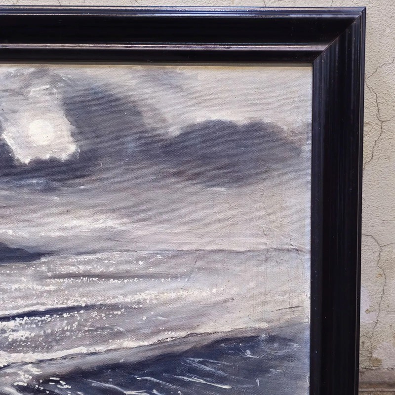 Monochrome Oil, Coastal Scene Sight - 19 1/2 x 23 7/8 Frame - 23 x 27 gallery