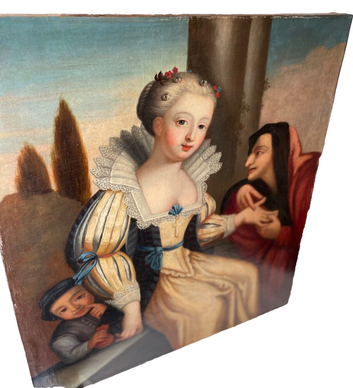 18th CENTURY OLD MASTER PAINTING PORTRAIT of THE FORTUNE TELLER MASTERPIECE Oil gallery