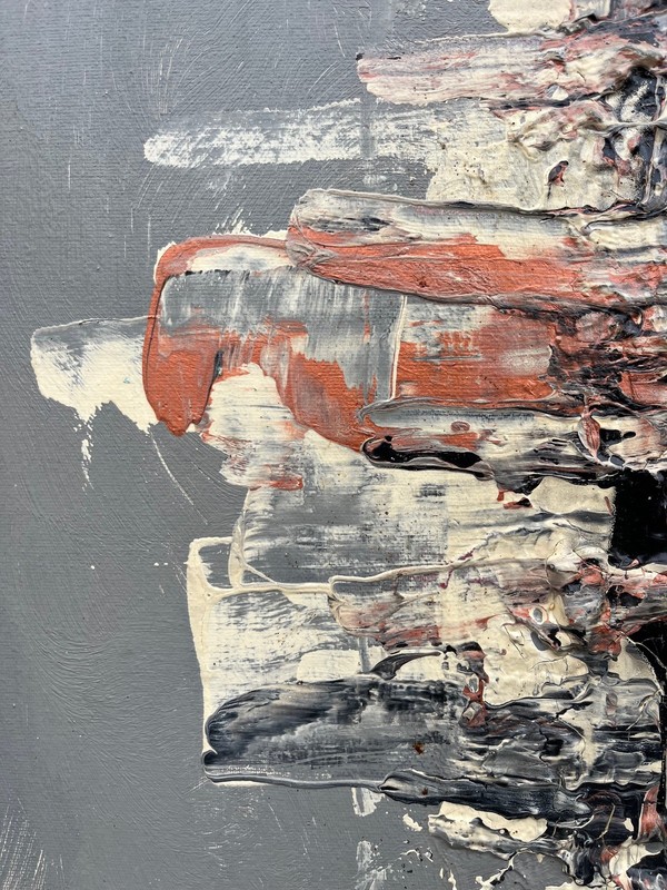 Abstract Composition Danish Mid-Century Vintage Modern Art Oil Painting 84x64cm gallery