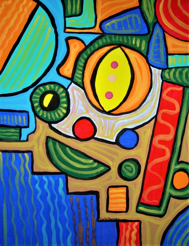 Painting Abstract Original Signed Art Lemon Colourful Expressionism Carla Dancey