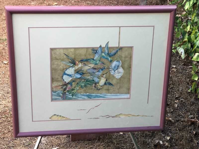 HEIDI ENDEMANN Original HUMMINGBIRDS 3D ABSTRACT MODERN 1970s MINIMALIST LITHO