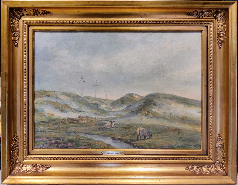 Sergius Frost (1900-1994): SHEEP IN HILLY LANDSCAPE, original oil painting