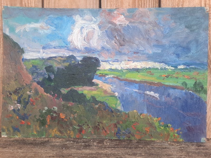 Ukrainian oil painting On the Desna River gallery